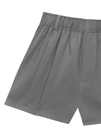 Pleated Front Elastic Waist Tailored Shorts