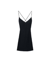 Cooling Fabric Crisscross Tie Back V Neck Spaghetti Strap Padded Mini Dress