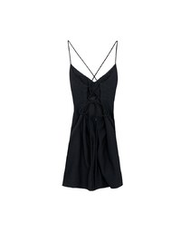 Cooling Fabric Crisscross Tie Back V Neck Spaghetti Strap Padded Mini Dress