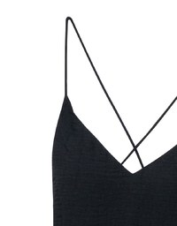 Cooling Fabric Crisscross Tie Back V Neck Spaghetti Strap Padded Mini Dress