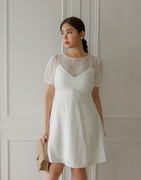 Cooling Fabric Crisscross Tie Back V Neck Spaghetti Strap Padded Mini Dress
