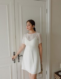Cooling Fabric Crisscross Tie Back V Neck Spaghetti Strap Padded Mini Dress
