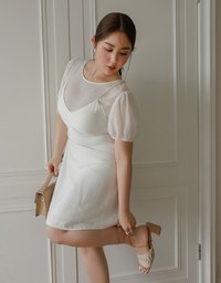 Cooling Fabric Crisscross Tie Back V Neck Spaghetti Strap Padded Mini Dress