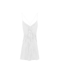 Cooling Fabric Crisscross Tie Back V Neck Spaghetti Strap Padded Mini Dress