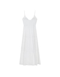 Boho Bohemian Style V Neck Eyelet Lace Tiered Padded Maxi Dress