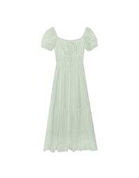 Embroidered Ditsy Floral Maxi Dress with Puff Sleeves and Ruffled Hem