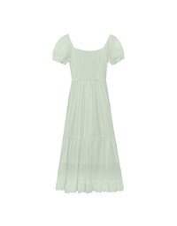 Embroidered Ditsy Floral Maxi Dress with Puff Sleeves and Ruffled Hem