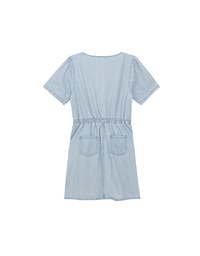 Short Sleeve V Neck Front Button Jeans Denim Mini Dress