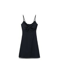 Spaghetti Strap V Neck Twist Detail Flowy Padded Mini Dress