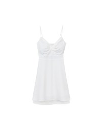 Spaghetti Strap V Neck Twist Detail Flowy Padded Mini Dress