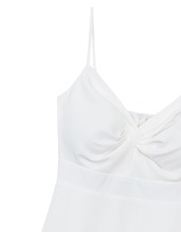 Spaghetti Strap V Neck Twist Detail Flowy Padded Mini Dress