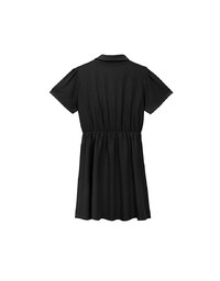 Button Up Short Sleeve Collared Shirt Dress with Gold Chain Detail