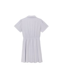 Button Up Short Sleeve Collared Shirt Dress with Gold Chain Detail