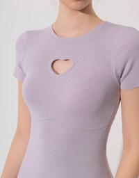 Heart Cut Out Ribbed Knit Fitted Mini Dress