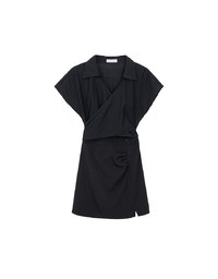 Cross Strap Waist Cut Out Detail Tailored Shirt Dress