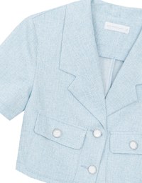 Textured Tweed Double Pocket Cropped Blazer