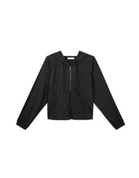 Cooling Fabric Fitted Zip-Up Hooded Jacket with Pockets Detail