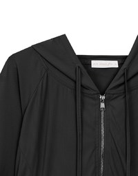 Cooling Fabric Fitted Zip-Up Hooded Jacket with Pockets Detail