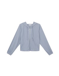 Cooling Fabric Fitted Zip-Up Hooded Jacket with Pockets Detail