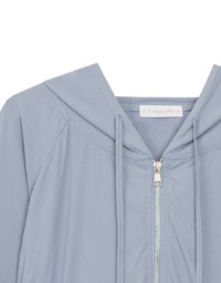 Cooling Fabric Fitted Zip-Up Hooded Jacket with Pockets Detail