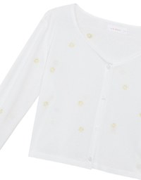 Daisy Embroidery Semi Sheer Button Front Knit Cardigan