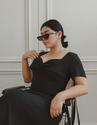 Twist Front Short Sleeve Cropped Top and Elastic Waist Relaxed Pants Setwear