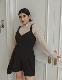 Sweetheart Neckline Wide Strap Pleated Padded Jumpsuit