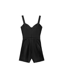 Sweetheart Neckline Wide Strap Pleated Padded Jumpsuit