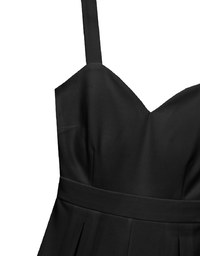 Sweetheart Neckline Wide Strap Pleated Padded Jumpsuit