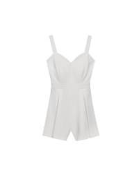 Sweetheart Neckline Wide Strap Pleated Padded Jumpsuit