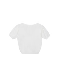 AIR SPACE Logo Embroidered V Neck Short Sleeve Knit Top