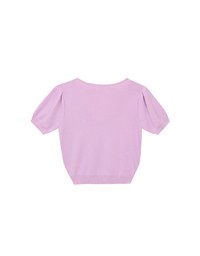 AIR SPACE Logo Embroidered V Neck Short Sleeve Knit Top