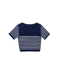 Cropped Knit Top with Striped Pattern and Sailor Collar