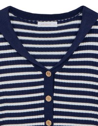 Cropped Knit Top with Striped Pattern and Sailor Collar