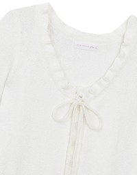 Ruffled Neckline Short Sleeve Knit Vest Top with Button Trim
