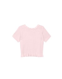 Ruffled Neckline Short Sleeve Knit Vest Top with Button Trim
