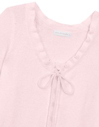 Ruffled Neckline Short Sleeve Knit Vest Top with Button Trim
