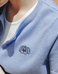【Lyra & Toby】Embroidery Graphic Ribbed Buttoned Knit Cardigan Top