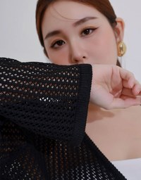 2WAY串珠抽繩鏤空針織上衣