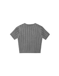 Cable Knit Cropped Cardigan Top with AIR SPACE Logo Embroidered