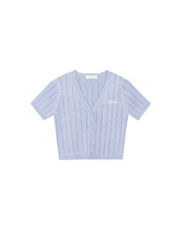 Cable Knit Cropped Cardigan Top with AIR SPACE Logo Embroidered
