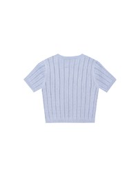 Cable Knit Cropped Cardigan Top with AIR SPACE Logo Embroidered