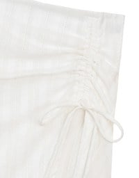 Textured Stripe Ruched Side Drawstring Mini Skorts