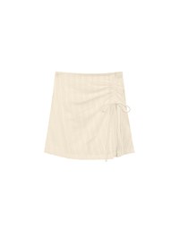 Textured Stripe Ruched Side Drawstring Mini Skorts