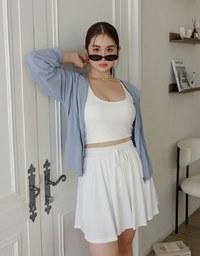 Cooling Fabric High Waist Flare Skort with Inner Shorts
