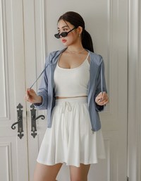 Cooling Fabric High Waist Flare Skort with Inner Shorts