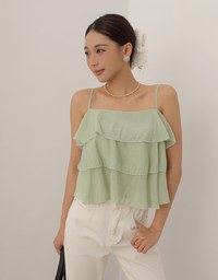Tiered Ruffle Flowy Spaghetti Strap Cami Top