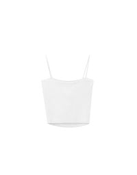 Basic Ribbed Slim Strap Crop Cami Top