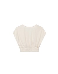 Crinkled Knit Button Front V Neck Top with Cinched Waist Detail
