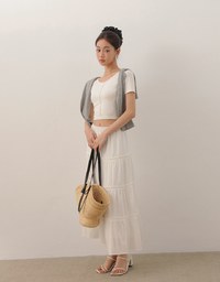 Basic Essential 2 Way Stretch Crop Tee with Side Ruching Detail
